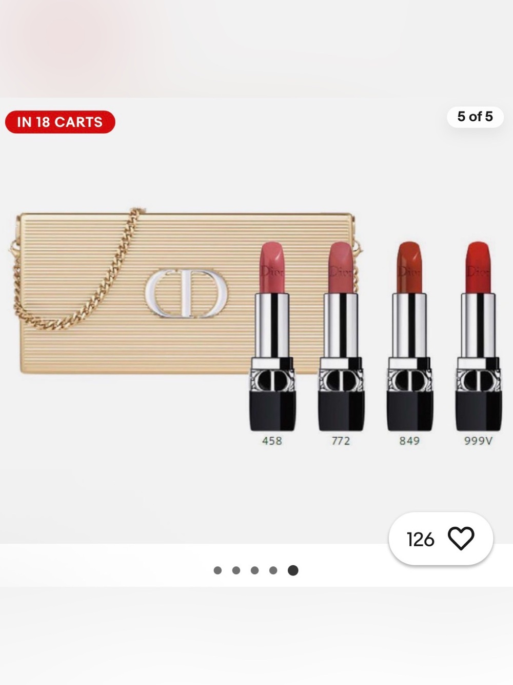 Dior Lipstick Set with Gold Minaudière — Red & Pink Shades - Picture 2 of 10